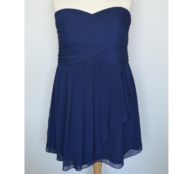 David's Bridal F14847 MARINE Short Chiffon Dress - Picture 3 of 8